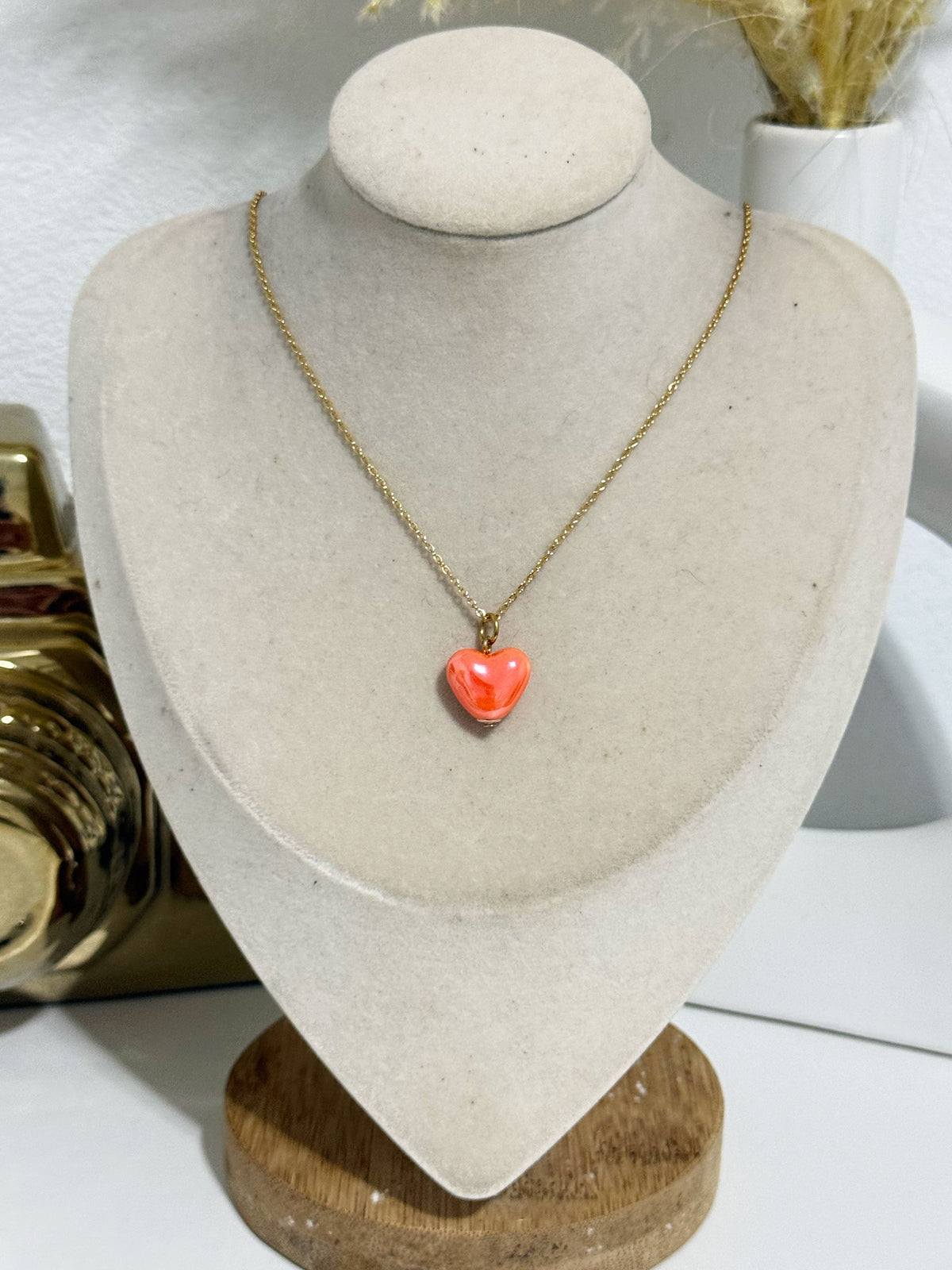 Peach Heart Necklace
